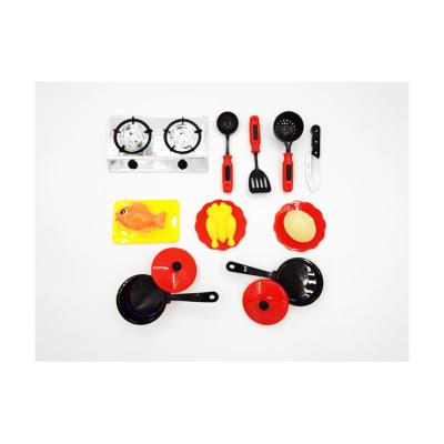 China Kitchen Set Toy Preschool Toy High Quality Children's Play Plastic Simulation Kitchen Toy Black Red Set for sale