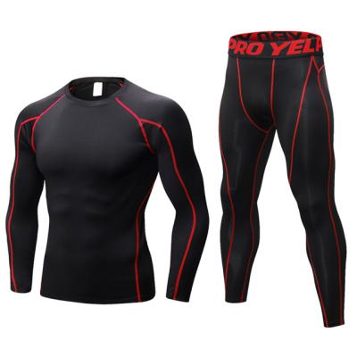 China Breathable Mens Long Sleeve And Tight Pants Fitness Training Sweatsuit for sale