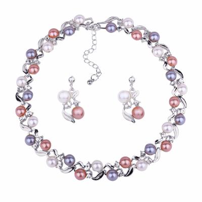 China Hot Selling Pearl Alloy Casual/Sporty Necklace Earring Set Temperament All-match Jewelry Set Necklace for sale