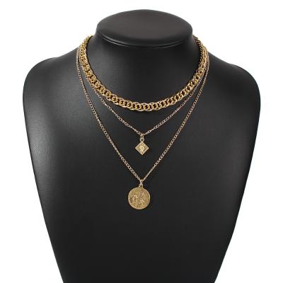 China Fashion Simple Multilayer Casual/Sporty Combination Necklace Cube Coin Necklace China Jewelry Supplier for sale