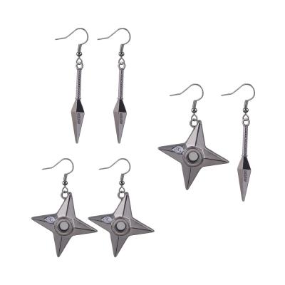 China CLASSIC Anime Naruto Konoha Ninja Shuriken Sasuke Darts Stud Earrings China Jewelry Supplier for sale