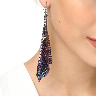 China China Jewelry Supplier New CLASSIC Square Geometry Long Earrings Shape Earrings Metal Glitter Tassel Earrings for sale