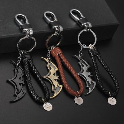 China Aven geris dermang hot Spi leather pendant mang car key chain selling metal bat metal key chain for sale