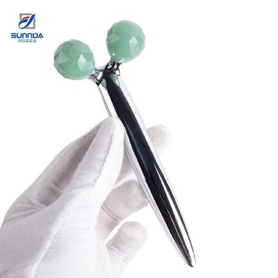 China High Quality Beauty Massager Dual Face Lift Natural Green Jade Roller Ball Skin Care for sale