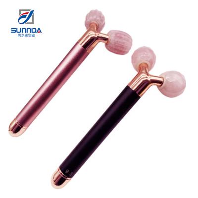 China Beauty Wholesale Pink Massager Face Lift China Factory Electric Skin Care Jade Roller Ball Dual for sale