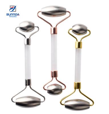 China New Health Care Face Lift Massage Products Gua Sha Acrylic Stainless Steel Set Massage Roller for sale