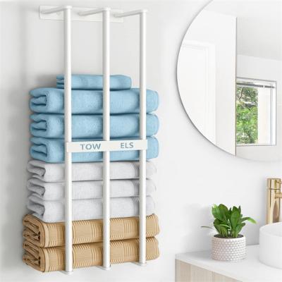 China Modern White Bathroom Towel Storage Bar Towel Wall Mounted Metal Bath Towel Rack for sale