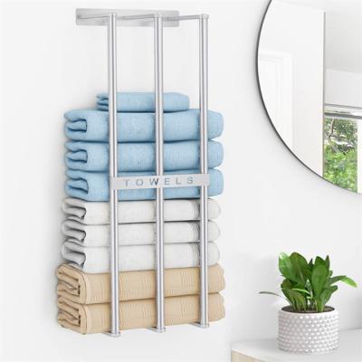 China Modern Brushed Nickel Wall Mounted 3 Wall Bar Bathroom Towel Storage Metal Bath Towel Rack for sale