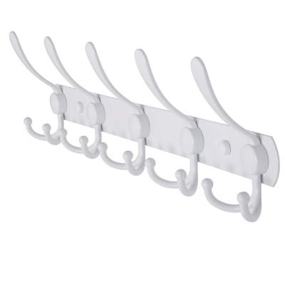 China Other Tri Hooks White Coat Rack 5 Stainless Steel Wall Hooks And Heavy Duty Wall Mounted Coat Racks For Coat Hat Towel for sale