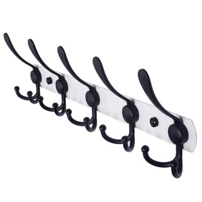 China Other Tri Hooks Stainless Steel Wall Hooks 5 Coat Rack Black White And Heavy Duty Wall Mounted Coat Racks For Coat Hat Towel for sale