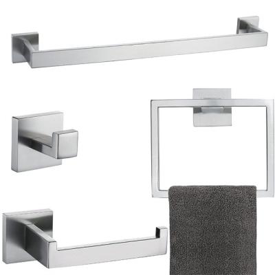 China Modern 4-Piece Bathroom Hardware Set Brushed Nickel Stainless Steel Bath Accessory Set Accessories Kit Wall Mounted for sale