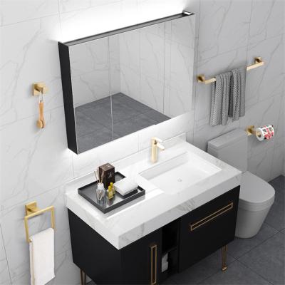 China Modern 4-Piece Bathroom Hardware Set Brushed Gold Stainless Steel Bath Accessory Set Accessories Kit Wall Mounted for sale