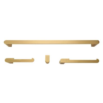 China 4 Piece Brushed Gold Towel Bar Kit Accessory Towel Ring Robe Hook Toilet Paper Holder Modern Bathroom Hardware for sale