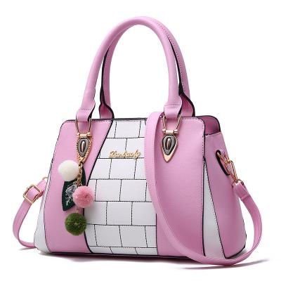 China Lady Handbag Summer Top Design PU Leather Bag Waterproof Color Matching Durable Handbag for sale