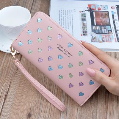 China 2022 Fashion 2022 PU Leather Wallet Waterproof Wholesale Hollow Ladies Women's Long Purse Monedero for sale