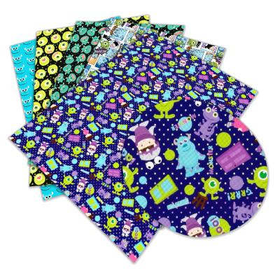 China Waterproof Monster Cartoon Printed Faux Leather Sheets A4 30*22cm For Bags, Earrings, Bows DIY Crafts for sale