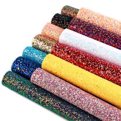 China Waterproof Solid Color Chunky Glitter Leather Sheet Fabric A4 Size 22cm*30cm For Hair Bows Earings Phone Case Bag for sale