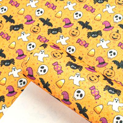 China Printed Raincoats Glitter Halloween Cartoon Leather A4 Sheet Size 22cm*30cm For DIY Hair Bows Earings Phone Case Bag for sale