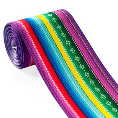 China Seductive Seductive Serape Printing Mexico Style Heat Transfer Grosgrain 3 Inch Ribbon For Festive for sale