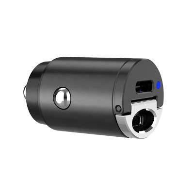 China Dual Mobile Phone PD Ports Aluminum 5V 2.4A 30W Super Fast Charging Mini Car Charger For Smartphone for sale