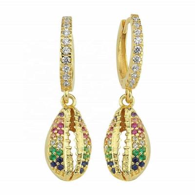 China 2021 Summer CZ Fashionable Luxury Rainbow Shell Earring Jewelry for sale