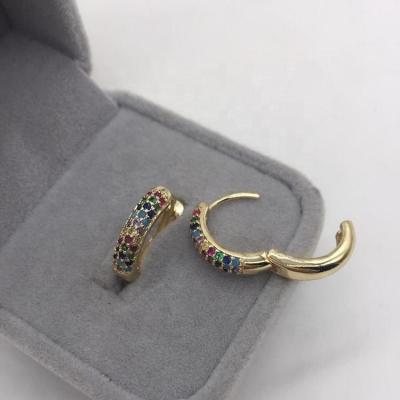 China Mix Fashionable Popular Color Colorful Gold Plated Multicolor Jewelry Rainbow Circle Earrings for sale