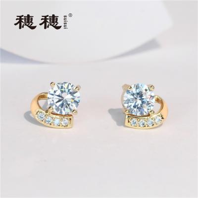 China TRENDY Gold Plated Zircon Earring Fashion Women Jewelry White Earring Studs for sale