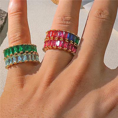 China FASHIONABLE Gold Plated Zircon Ring Eternity Rings Rainbow Stone Zircon Ring Diamond for sale