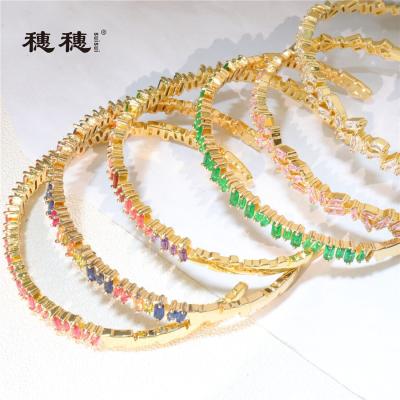 China Simple CLASSIC fashion zirconia rainbow tennis bracelet gold plated jewelry for women for sale