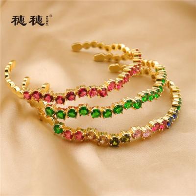 China CLASSIC Colorful Gold Plated Irregular Simple Zirconia Tennis Bracelet Jewelry For Women for sale