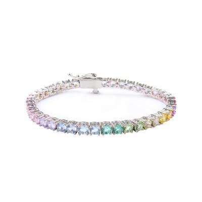 China Wholesale CLASSIC Sugar Color Fashion Zirconia Rainbow Tennis Bracelet Jewelry for sale