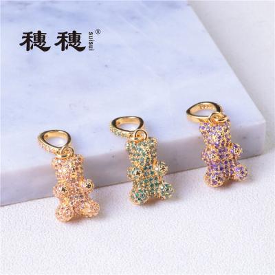 China Adorable CLASSIC Cartoon Necklace Bear Zirconia Fashion Pendant Jewelry For Women for sale