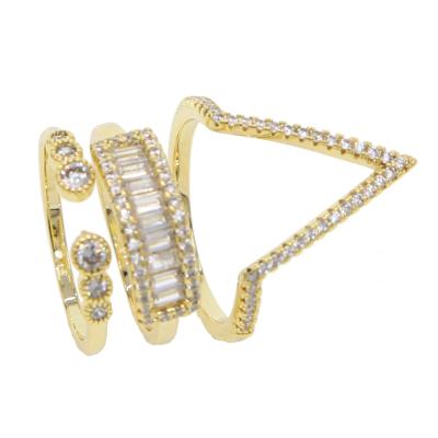 China Stackable Rings Jewelry Women ALLOY V Shape Finger Ring 3pcs Set for sale