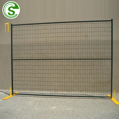 China Easily Assembled 9.5 Ft Powder Coated Temporary Construction Fence Panel Black / Yellow For Canada for sale