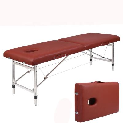 China Portable High Quality Massage Table 2 Facial Force Massage Bed Strong Bearing Foldable Aluminum Bed for sale