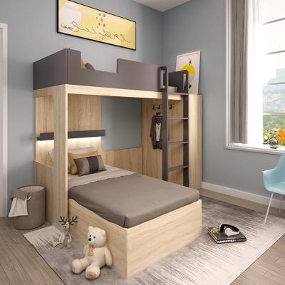 China Modern Storage Loft Wood Bed Storage Work Kids Bedroom Solid Wood Bunk Bed With Stairs for sale