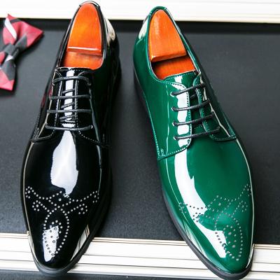 China Wholesale Stylish Shoes And Fashion Oxfords Size 38-48/6.5-14 Extra Pointed Design Anti-slippery Toe Green Brogue Shoes Formal For Men for sale