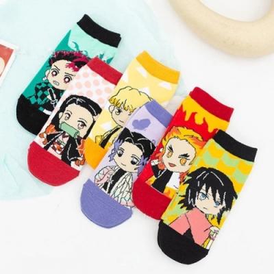 China 2 Style Breathable Anime Kimetsu Demon Slayer No Yaiba 70% 3D Figures Cotton Anime Shorts Socks (6pairs/set) for sale