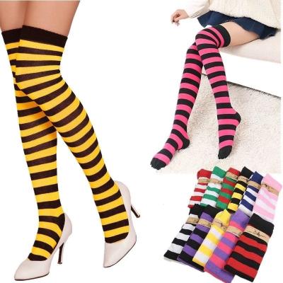 China 30 Styles QUICK DRY Long Stripes Adorable Anime Tight High Over Knee Pink Women Girl Cosplay Blue Student Kawaii Lolita Cotton Stocking for sale