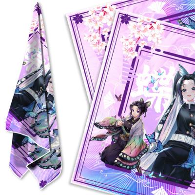 China Demon Wearing Slayer: Kimetsu No Yaiba Kochou Shinobu Cartoon Bath Towel Fancy Comfortable Towel Fashion Anime Towel (58*58CM) for sale