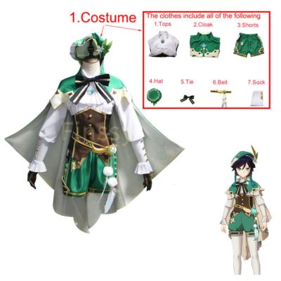 China Toy Set Anime Game Genshin Impact Venti Cosplay Costume Dress Decoration Gift With Wig Adult Women Halloween Carnival Cos Clothing Outfit for sale