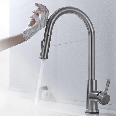 China Sense Faucets Tops Sale 2 Water Flow Modes Touch Kitchen To Pull Down Faucet for sale