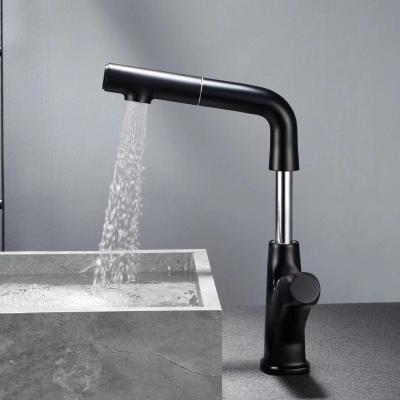 China Bestselling Metered Faucets 2021 Adjustable Pull Down Single Push Button Handle Basin Faucet Faucet Black for sale