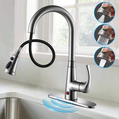 China Sense Faucets Lower Touch Sensor Faucet Automatic Smart 304 Stainless Steel Hot Cold Mixed Kitchen Faucet for sale