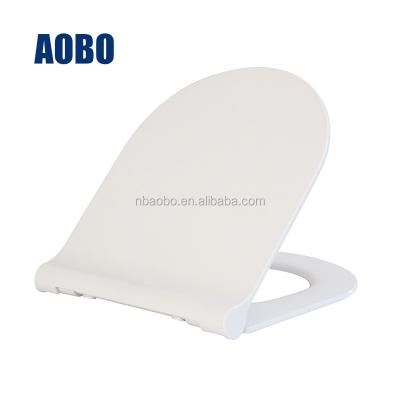 China Slow-end Toilet Seats Aobo D-Shape Toilet Seat, Slow Narrow Toilet Seat With Cover, Easy To Install, Never Loosen, Removable, White, Slim for sale