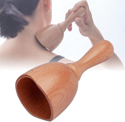 China Comfortable Anti-cellulite Drainage Therapy Trigger Lymphatic Wooden Handheld Massage Cup for sale