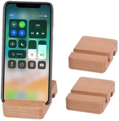 China Environmentally Waterproof Beech Wood Portable Mobile Phone Tablet Stand Bilateral Holder for sale