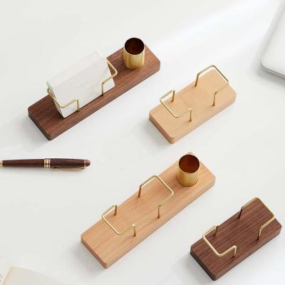 China Eco-friendly Luxury Creative Desktop Business Card Wooden Holder for sale