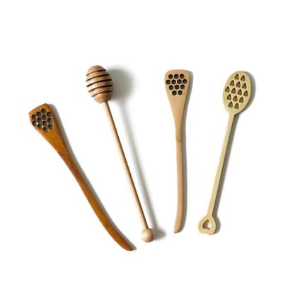 China Custom Viable Honey Dipper Mini Honey Spoon Wooden Spoon For Honey for sale