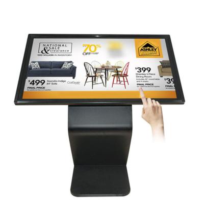 China HD MI VGA LAN USB 50 Inch Floor Standing Touch Screen Kiosk I3/I5/I7 LCD With K Shape Metal Floor Standing LCD Advertising Player for sale